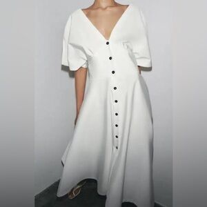 Elegant White Button-Down Dress